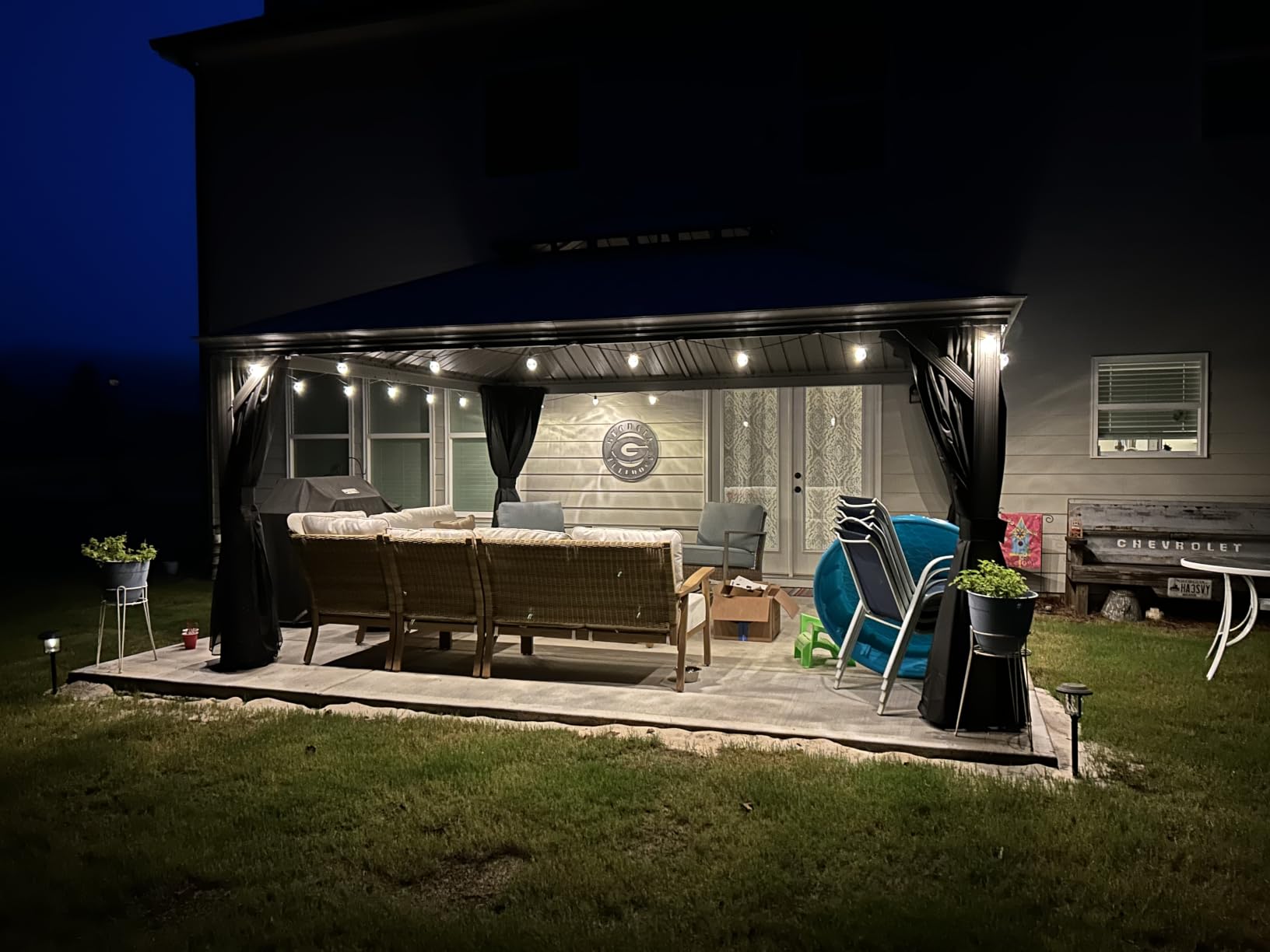 PURPLE LEAF Outdoor Gazebo 12' x 14' w/Lights & 4.7