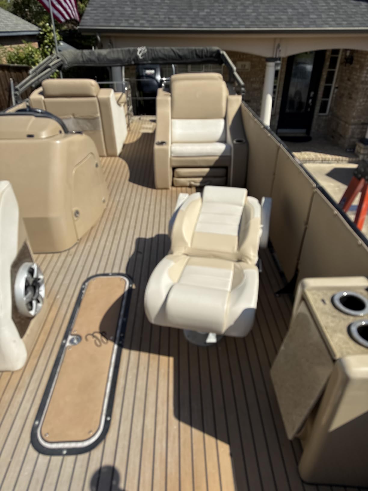 NORTHCAPTAIN Premium Reclining High Back Pontoon Captain's Chair Boat Bucket Seat with Removable Armrest, White customer photo 2