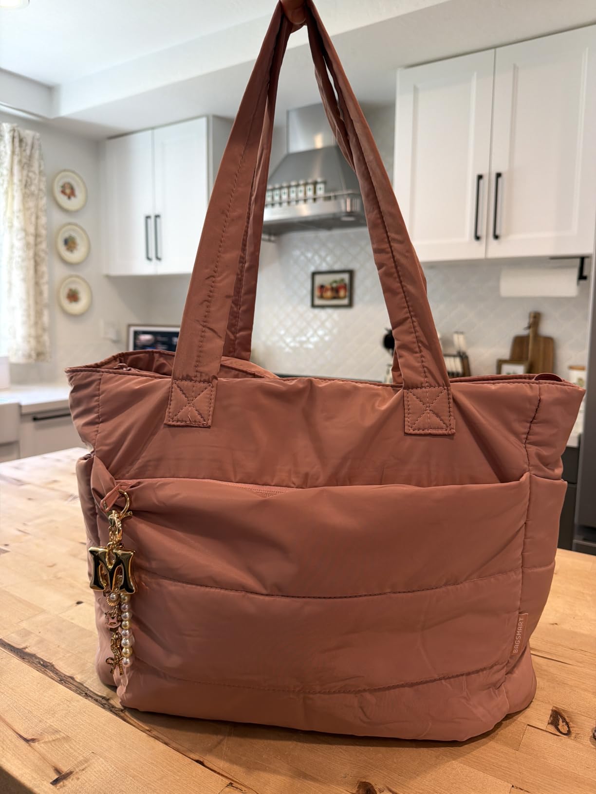 BAGSMART Puffy Tote Bag for Women, Lightweight Work Tote Handbag | 20L for 15.6