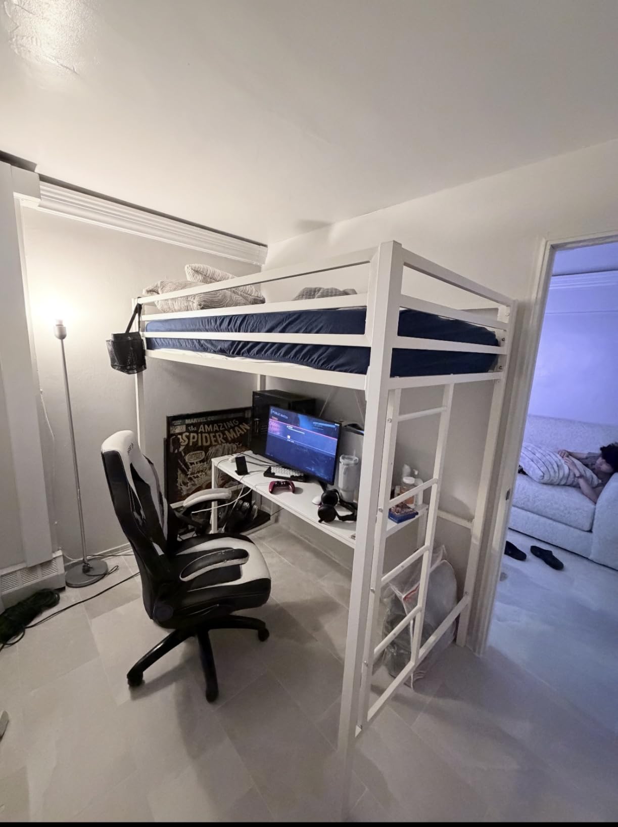 SHA CERLIN Loft Bed Twin Size with Ladder and Guardrail, White | Heavy Duty Metal Slats Support, No Box Spring Needed, Small Space Saving Furniture for Bedroom Dorm customer photo 2