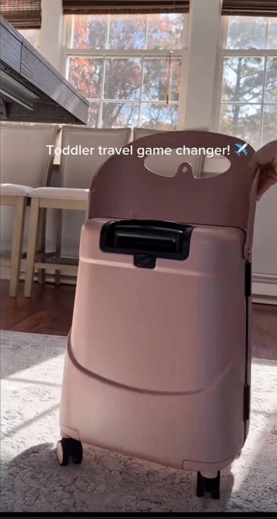 Kids Ride-On Carry-On Suitcase with Foldable Seat, Safety Belt, TSA Lock, 4 Double Spinner Wheels, Hard Shell Cabin Luggage, 43L, Dusty Pink customer photo 1