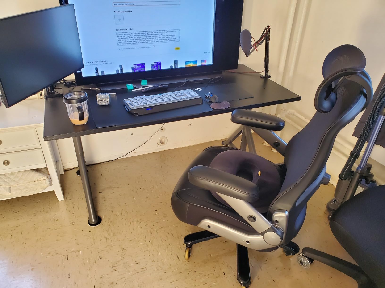 600lbs Big and Tall Office Chair, Heavy Duty Executive Computer Desk Chair | 3D Flip Arms, Large Wheels, Ergonomic Design, Extra Wide Seat, Adjustable Lumbar Support & Headrest, Mesh High Back Chair customer photo 2