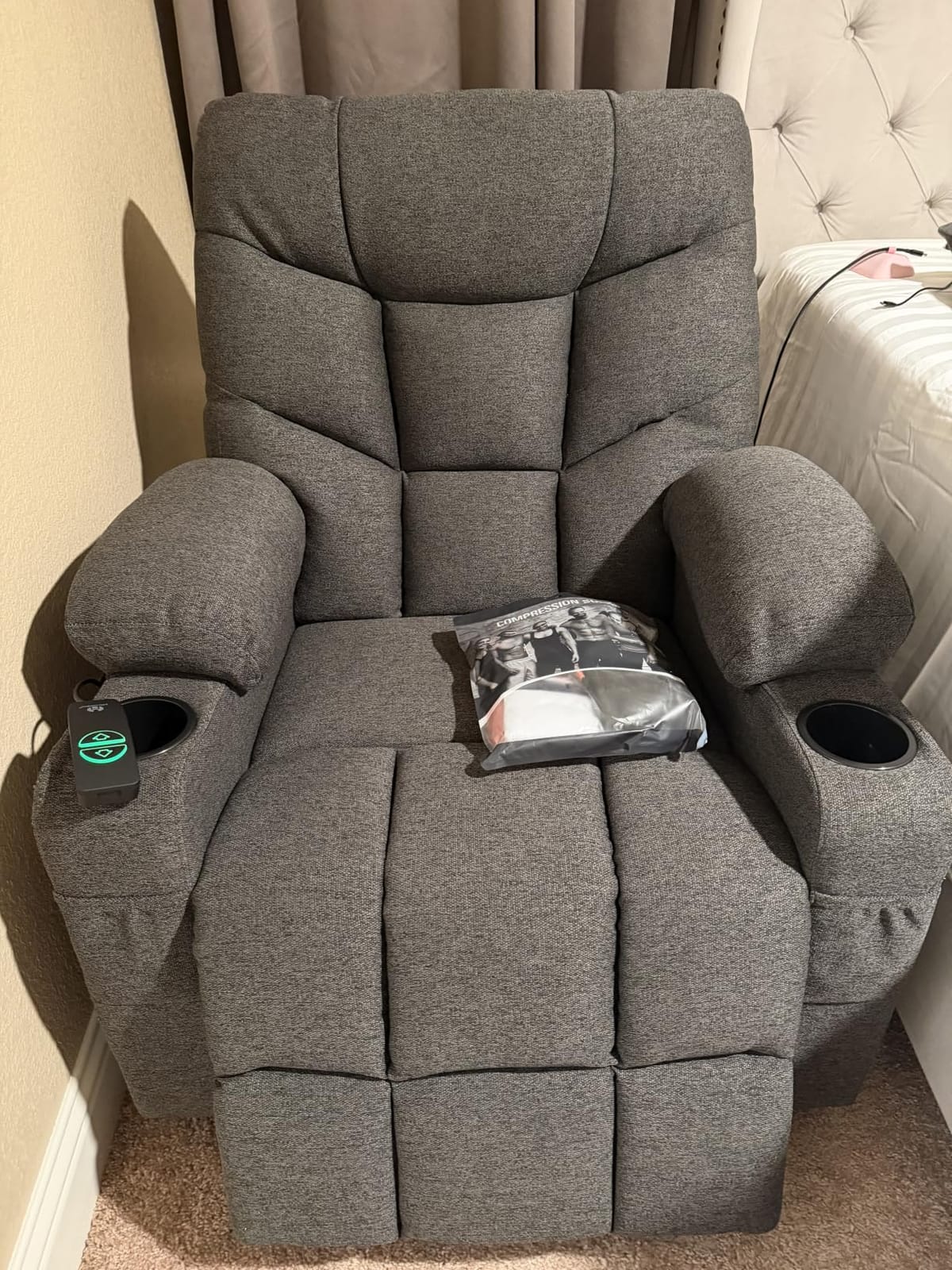 MCombo Oversized Power Lift Recliner Chair with Extended Footrest, Extra Wide for Big and Tall Elderly People, Fabric R7289 (Brown, Medium-Wide) | 26