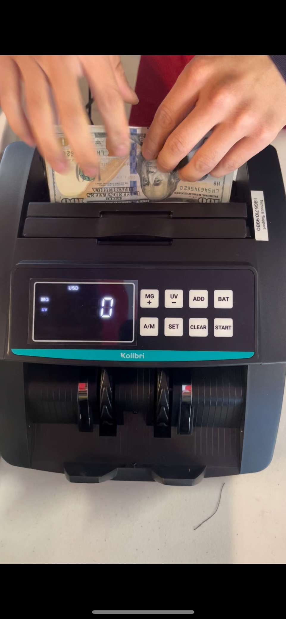 KOLIBRI Money Counter Machine I LCD Display I Business Grade I Advanced IR/UV/MG/MT/DD/HLF Detection I Mixed Denomination I Multi-Currency I Back Loading I 3-Years Warranty I KBR-500 customer photo 2