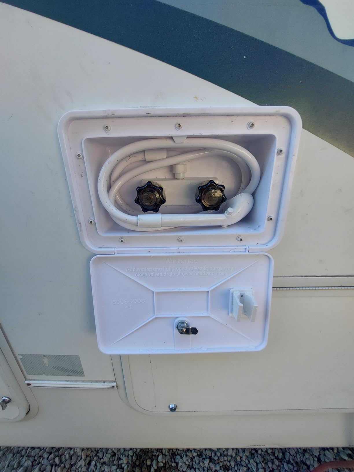 RV Exterior Shower Box Kit RV Outdoor Shower for Camper RV Outside - with RV Outside Showers Faucet Valve+Coiled Hose+Sprayer Head+Lock, Replacement for RV, Van, Travel Trailer Motorhome, Boat, Black customer photo 1