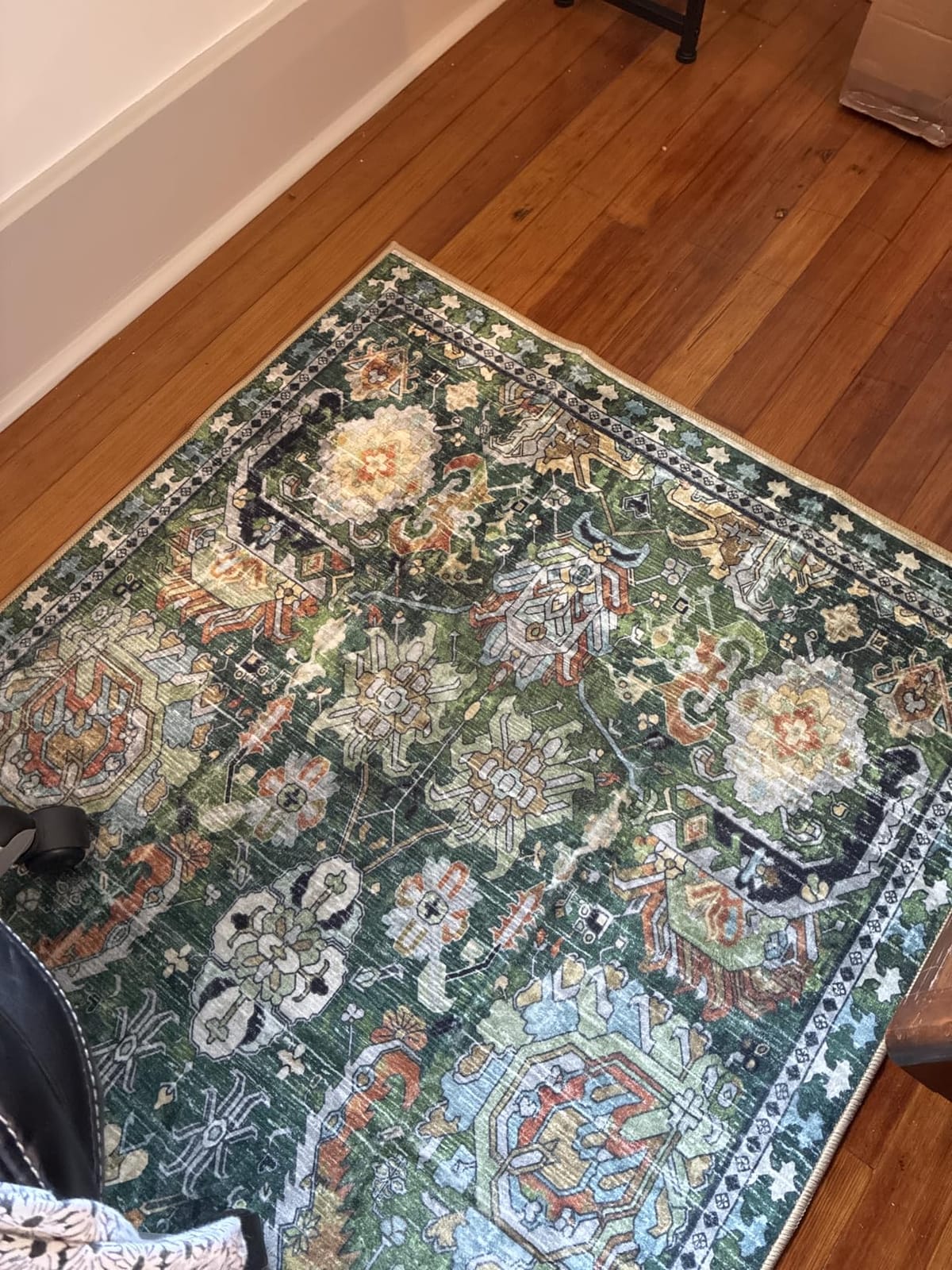 RUGSURE Washable Area Rug - 1/6 Thick - Stain & Water Resistant Non-Slip - Resistant Rug for Living Room, Bedroom, Nursery, Pet & Child Friendly, Vintage Charm Area Rugs (Darkgrey+Bule, 5' x 7') customer photo 1