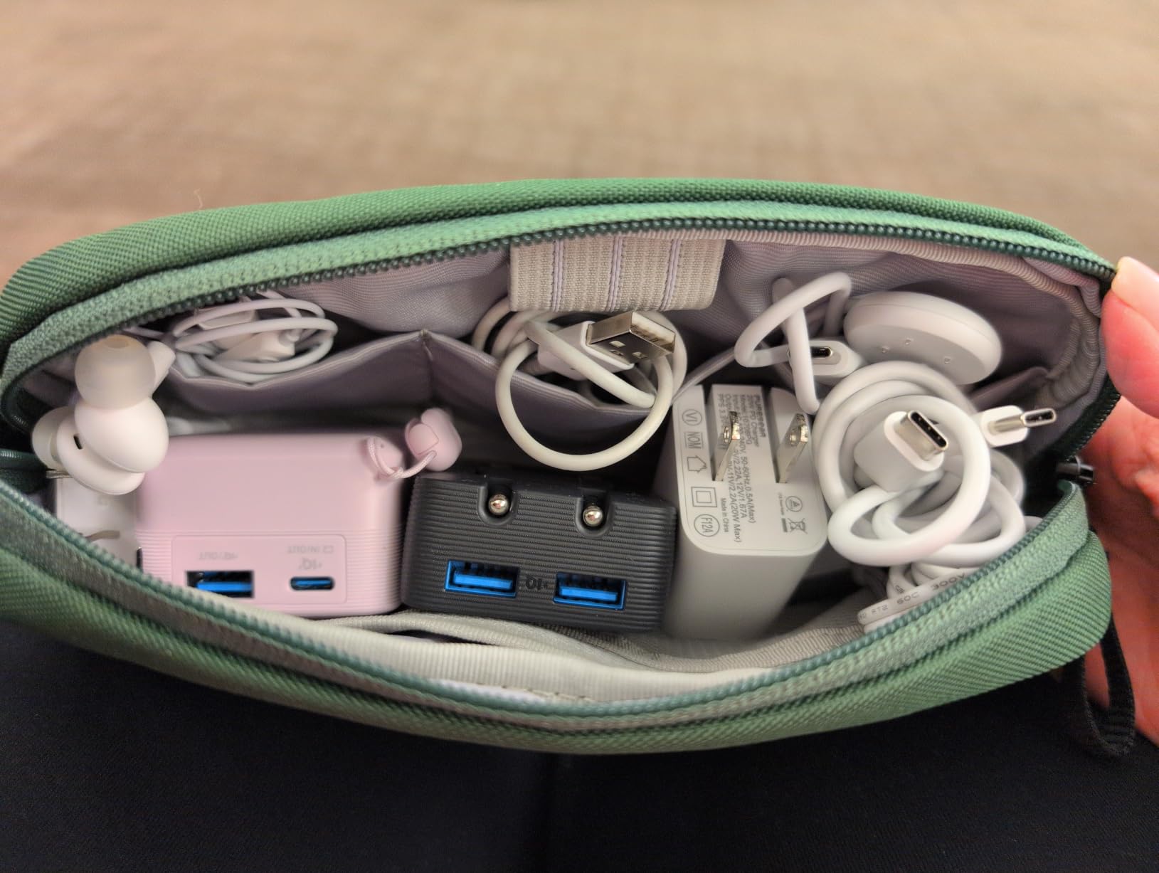 tomtoc Electronic Organizer Travel Case, Dual Compartment Tech Organization | Water Resistant Cable Pouch Storage Bag for Charger, Cord, Phone, Hard Drive, Power Bank, Accessories Travel Essentials customer photo 2
