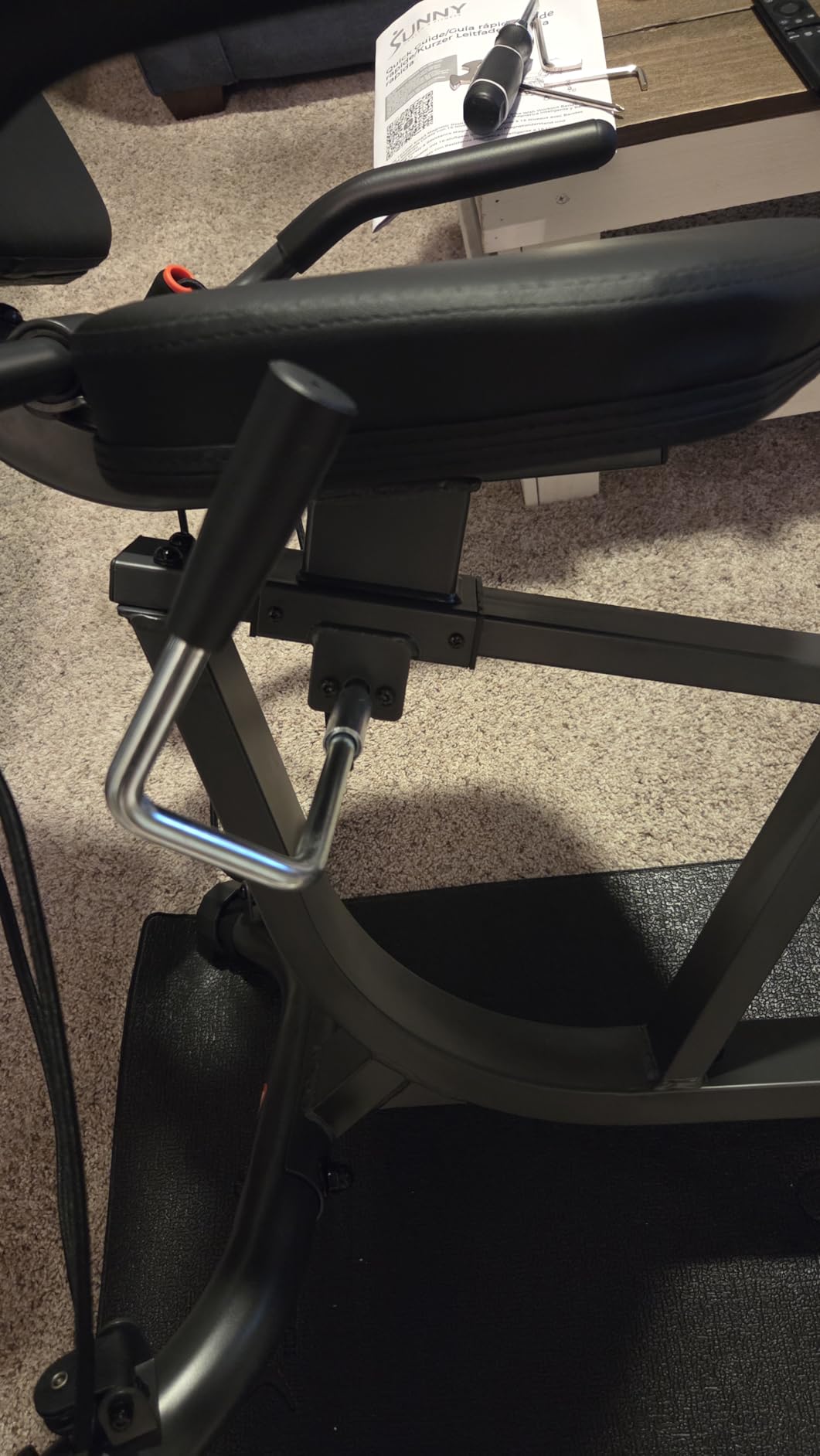 Sunny Health & Fitness Smart Recumbent Bike, Wide Cushioned Seat & Back, Indoor Cycling Machine for Adult/Seniors Home Exercise, Free SunnyFit App Connection customer photo 1