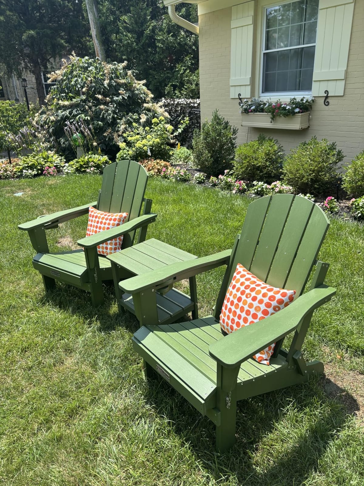 SERWALL Folding Adirondack Chair with Cup Holder Set of 2, Fire Pit - Gray customer photo 2