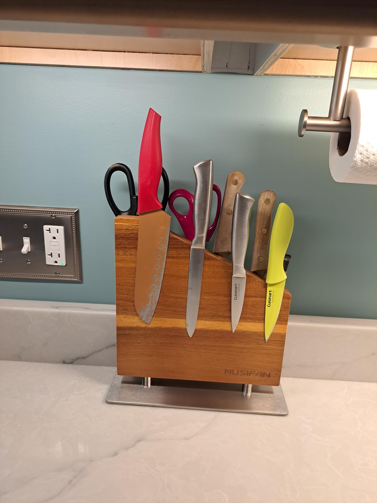 Magnetic Knife Block Without Knives, Magnetic Universal Stands with Strong Enhanced Magnets Strip Kitchen Storage Cutlery Large Organizer, Knife Holder for Kitchen Organizer customer photo 1