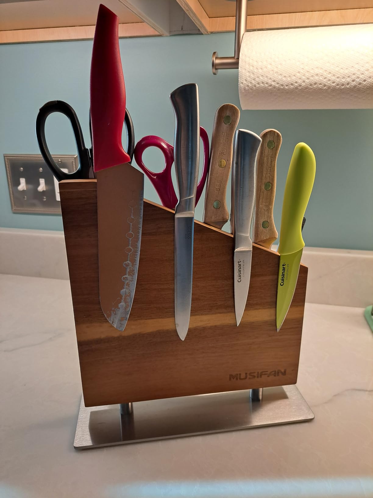 Magnetic Knife Block Without Knives, Magnetic Universal Stands with Strong Enhanced Magnets Strip Kitchen Storage Cutlery Large Organizer, Knife Holder for Kitchen Organizer customer photo 2