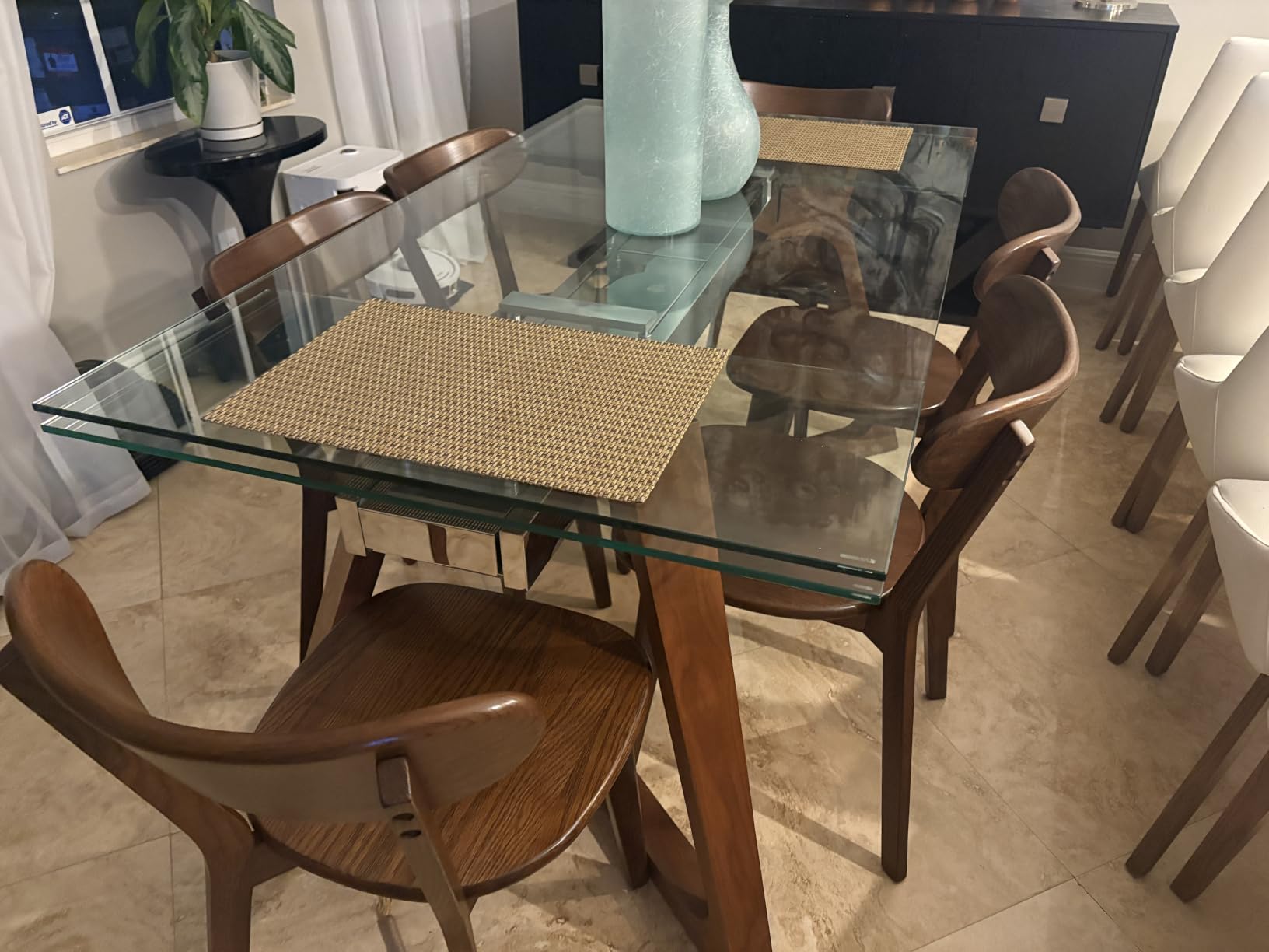 Oak Dining Chairs, Kitchen Chairs, 100% Solid Wood Modern Dinner Chair with Curved Backrest (4PK, Walnut) customer photo 1