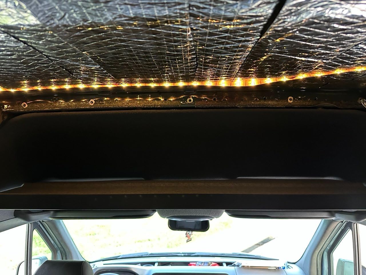 Van Headliner Shelf Fit for Mercedes Sprinter VS30 2019-2025 | Aluminum Overhead Storage with Curtain Rod & Carpet Liner customer photo 1