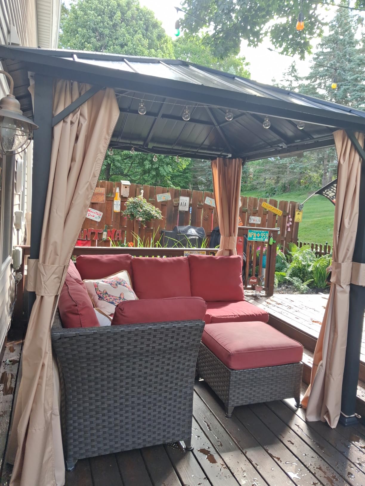 Modern Shade Hardtop Gazebo 10x10 with 4 LED Lights for Backyard, Black, Hard Top Gazebo with Galvanized Steel Double Roof, All-Weather Metal Gazebo with Sturdy Hooks, Mosquito Net for Patio, Garden customer photo 1