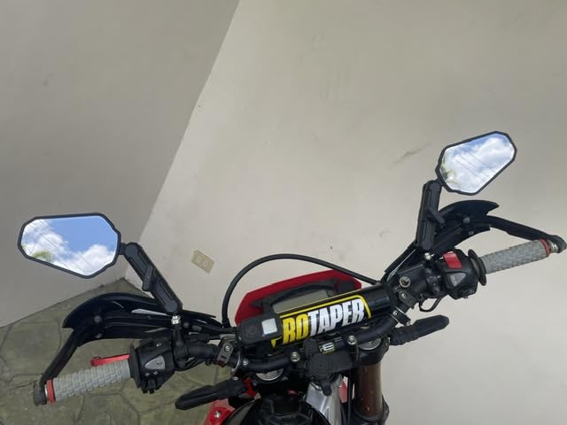 KEMIMOTO Adventure Motorcycle Mirrors M8 M10 Bolt Handlebar Mount Adjustment Universal Rearview Mirrors Convex Foldable 360 Degrees Compatible with ATV Scooter Dirt Bike customer photo 1