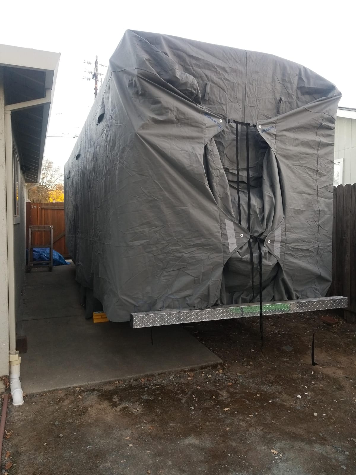 RVMasking Travel Trailer RV Cover, 9-Layer Heavy Duty Waterproof, 22-24ft | Dark Gray Camper Cover for Toy Hauler, Windproof, UV resistant, 3Pcs Reinforced Straps, Tongue Jack Cover, 4 Tire Covers customer photo 1