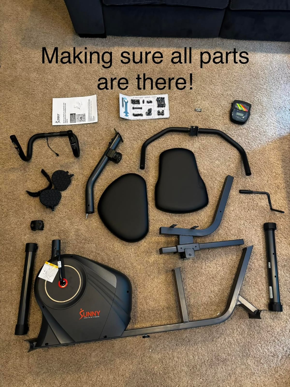 Sunny Health & Fitness Smart Recumbent Bike, Wide Cushioned Seat & Back, Indoor Cycling Machine for Adult/Seniors Home Exercise, Free SunnyFit App Connection customer photo 2