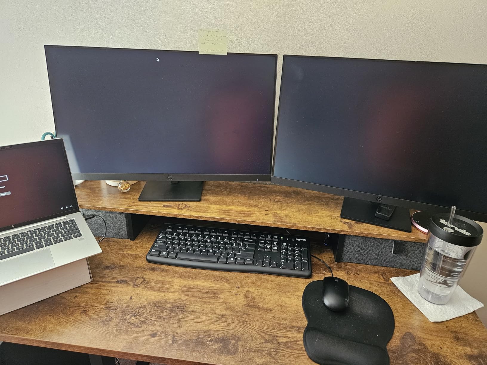 Agilestic 48 x 24 Inches Electric Standing Desk with 2 Storage Drawers, Adjustable Height Sit and Stand Computer Table with Splice Board, Rustic Brown customer photo 1