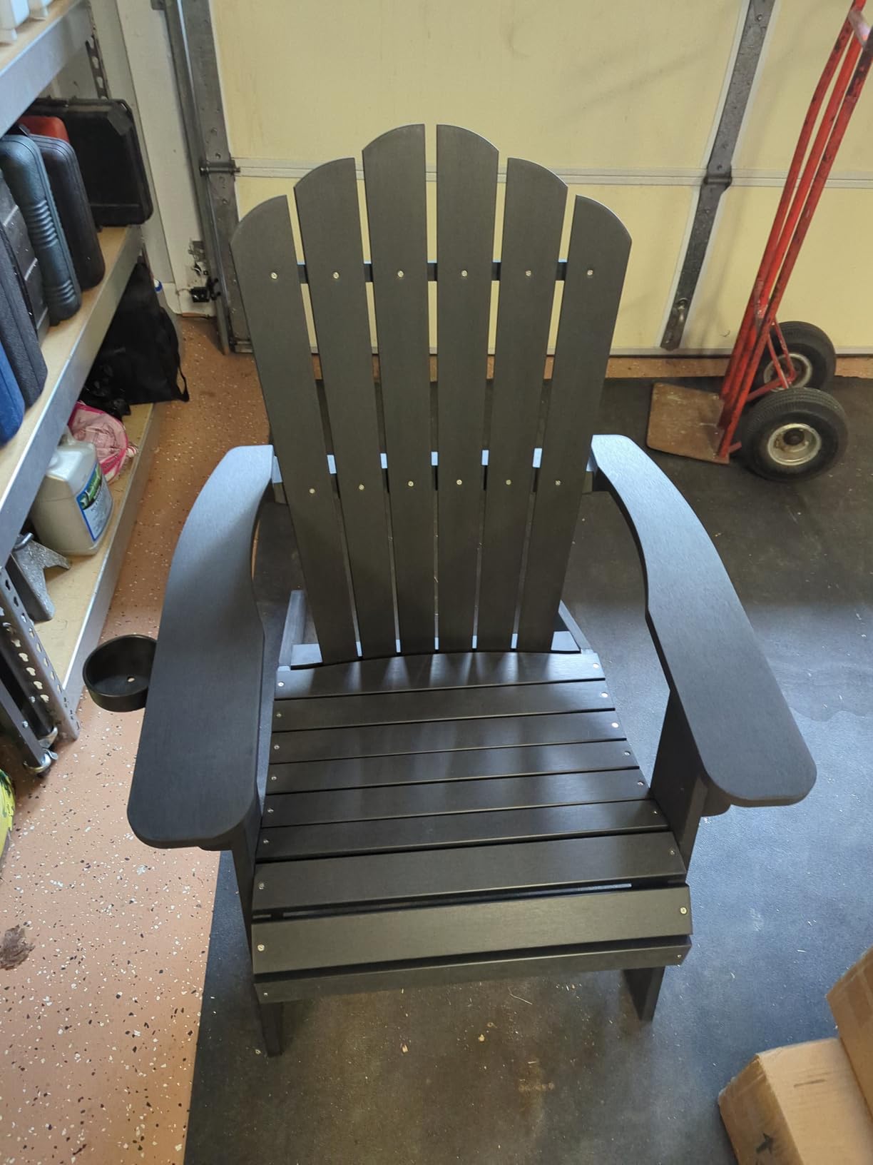 Oversized Adirondack Chair with Cup Holder (1pc, Light Gray) | Poly Lumber Patio Chairs, 350Lbs Support, All Weather Patio Chairs for Fire Pit Deck Backyard Patio Outdoor Garden customer photo 2
