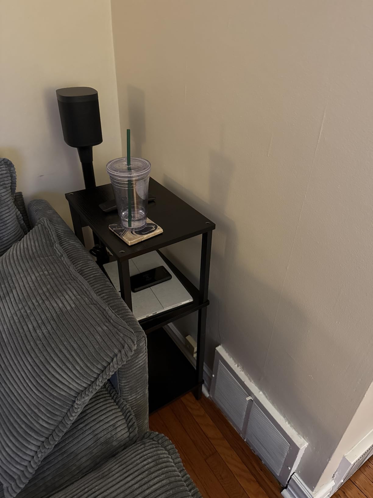Tall Side Table with Charging Station, 30 Inch Tall End Tables Living Room | 30 Inch Tall Side Table with Storage, Tall Nightstand, Small Bedside Tables for Bedroom, Office, Dorm, Hallway, Rustic Brown customer photo 2