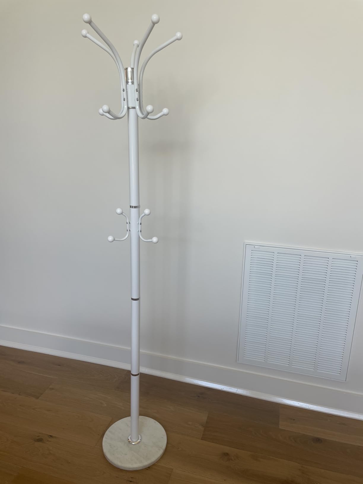 Metal Heavy Duty Coat Rack Stand, Modern Freestanding Coat Rack with Natural Marble Base, 360° Rotary Coat Racks with 16 Hooks, Black Coat Hall Tree Hanger Stand for Entryway, Office customer photo 2