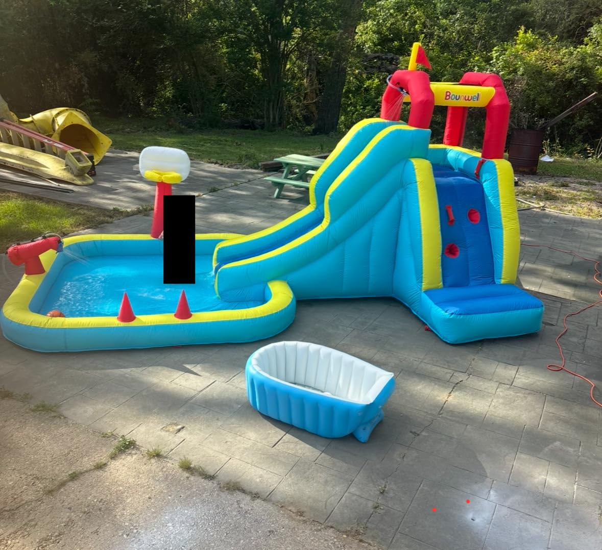 Inflatable Water Slide, Blow Up Water Slide with Climbing Wall, Water Slide for Kids Backyard with Basketball Hoop, Water Cannon and Splash Pool customer photo 1