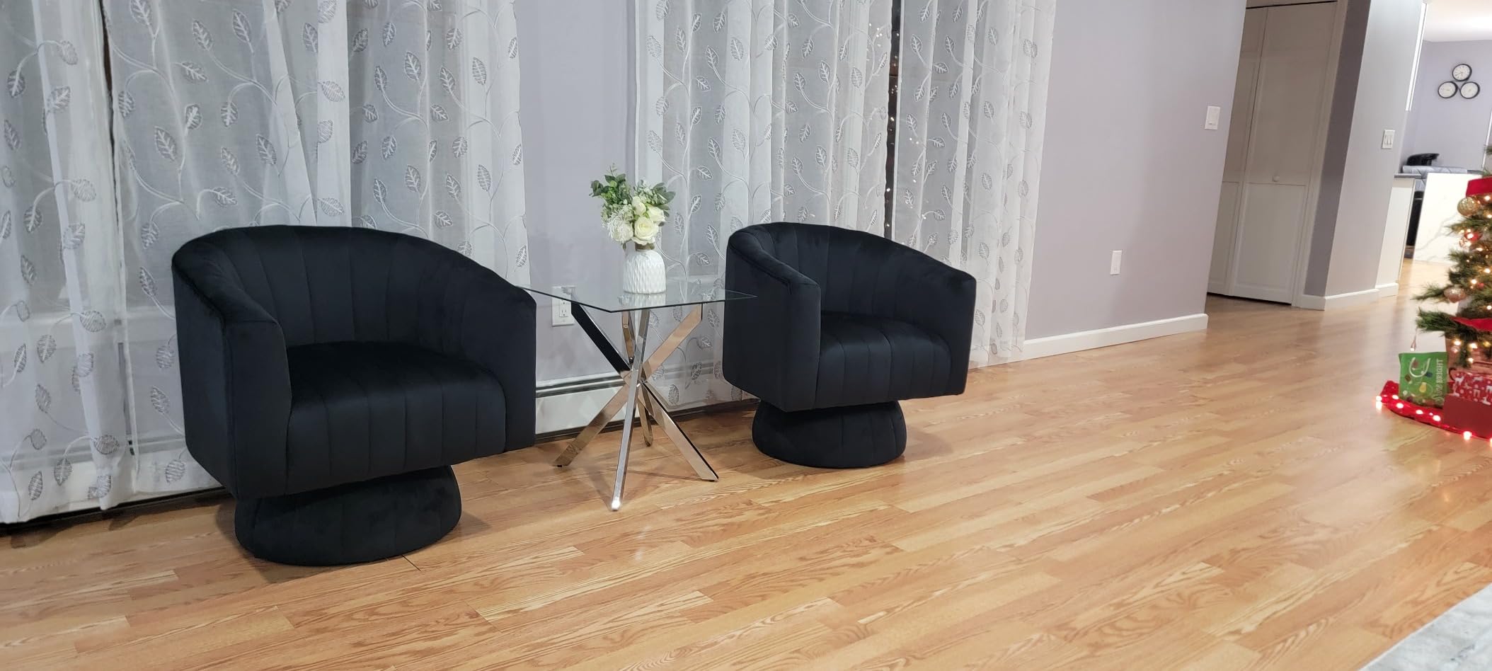 Kromax Swivel Accent Chair, Modern 360 Degree Swivel Barrel Chair, Beige | Mid Century Overstuffed Tufted Velvet Chair with Armrest, Comfy Round Armchair, Ideal for Living Room, Bedroom, Reading Room customer photo 1