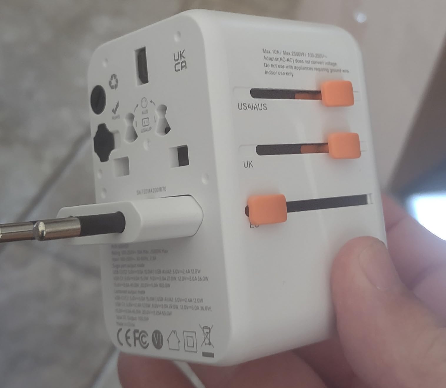 TESSAN Universal Travel Adapter 100W GaN | International Power Adapter, 5 USB Ports (3 USB C), Worldwide Outlet US to Europe UK AUS Ireland, Type C/G/A/I customer photo 1