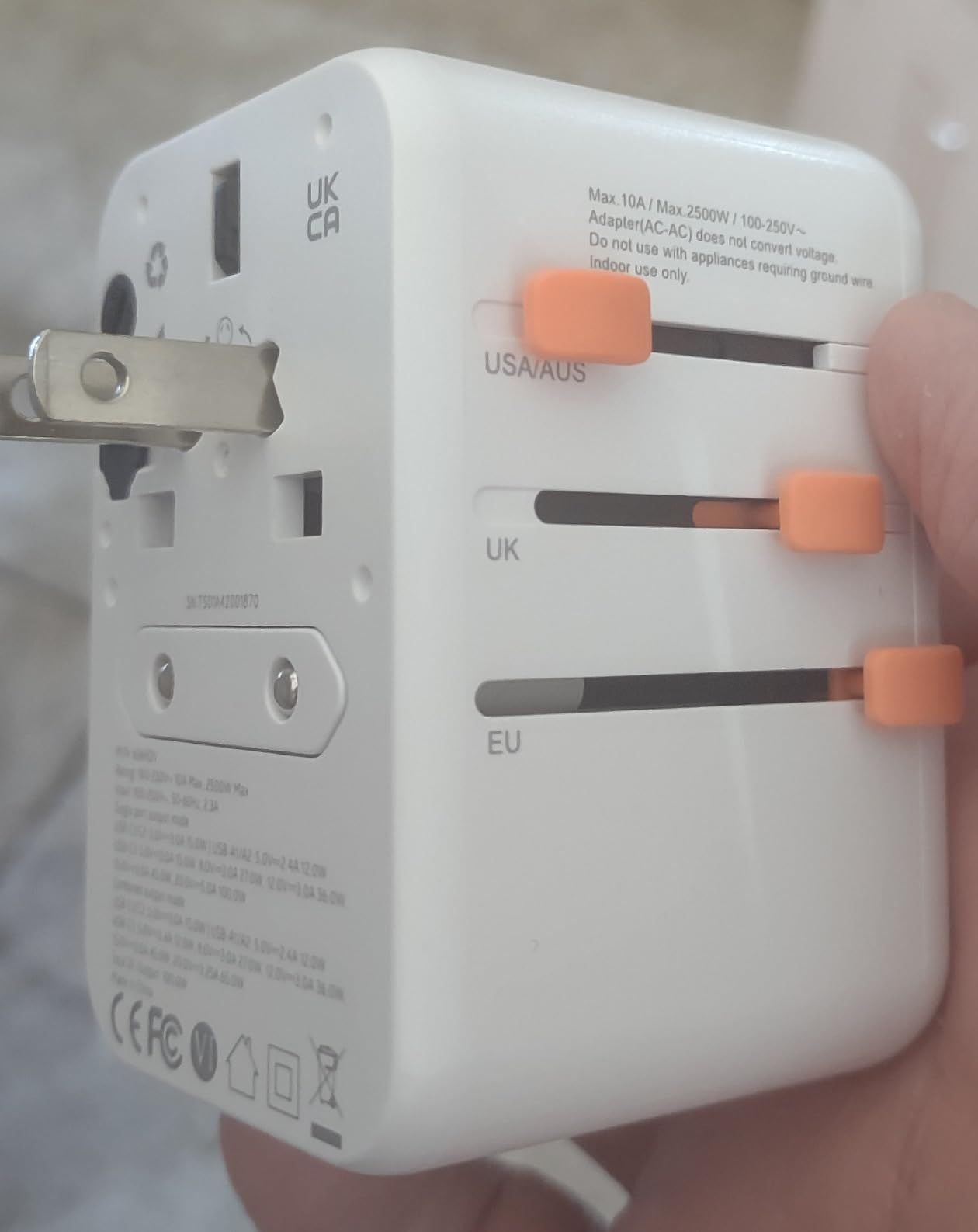 TESSAN Universal Travel Adapter 100W GaN | International Power Adapter, 5 USB Ports (3 USB C), Worldwide Outlet US to Europe UK AUS Ireland, Type C/G/A/I customer photo 2