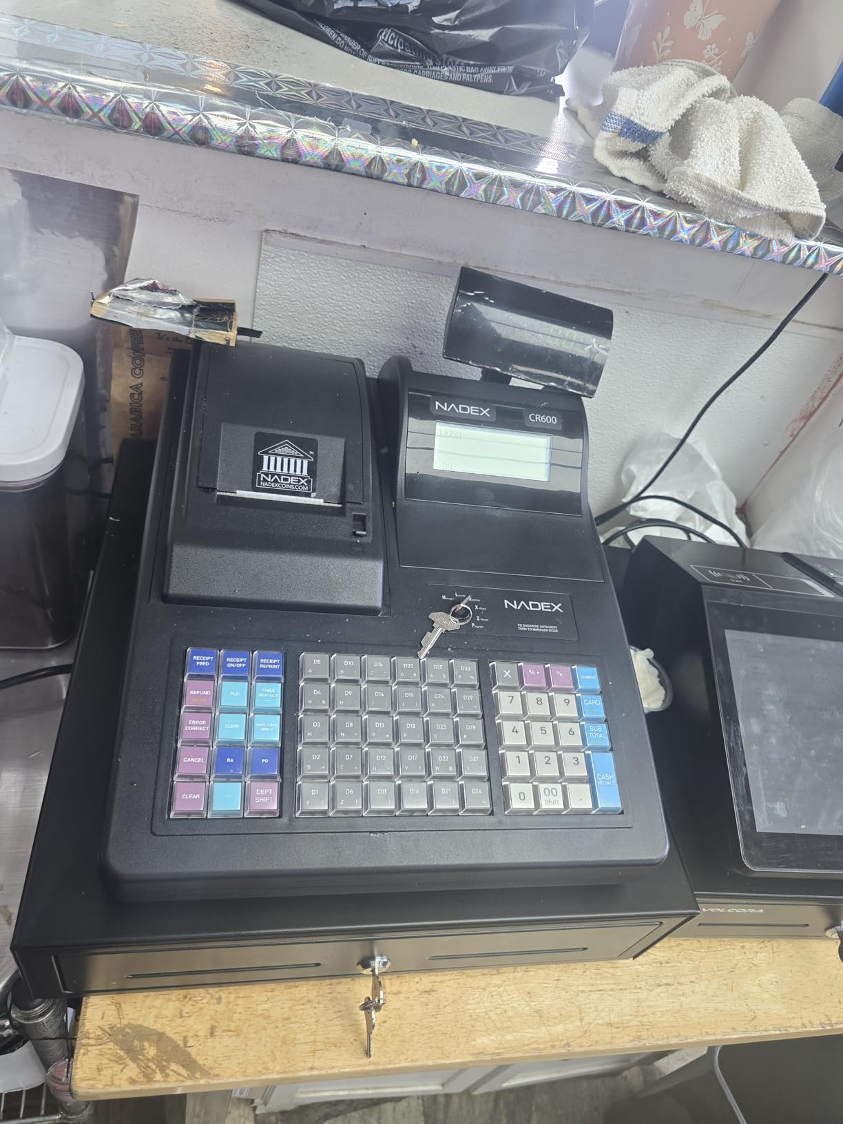 Nadex CR600 Cash Register, 9500 PLU Lookups 60 Dept 50 Clerks, 5 Bill 8 Coin Compartments Heavy Duty Steel Cash and Coin Drawer, Two Displays, Multiport customer photo 1