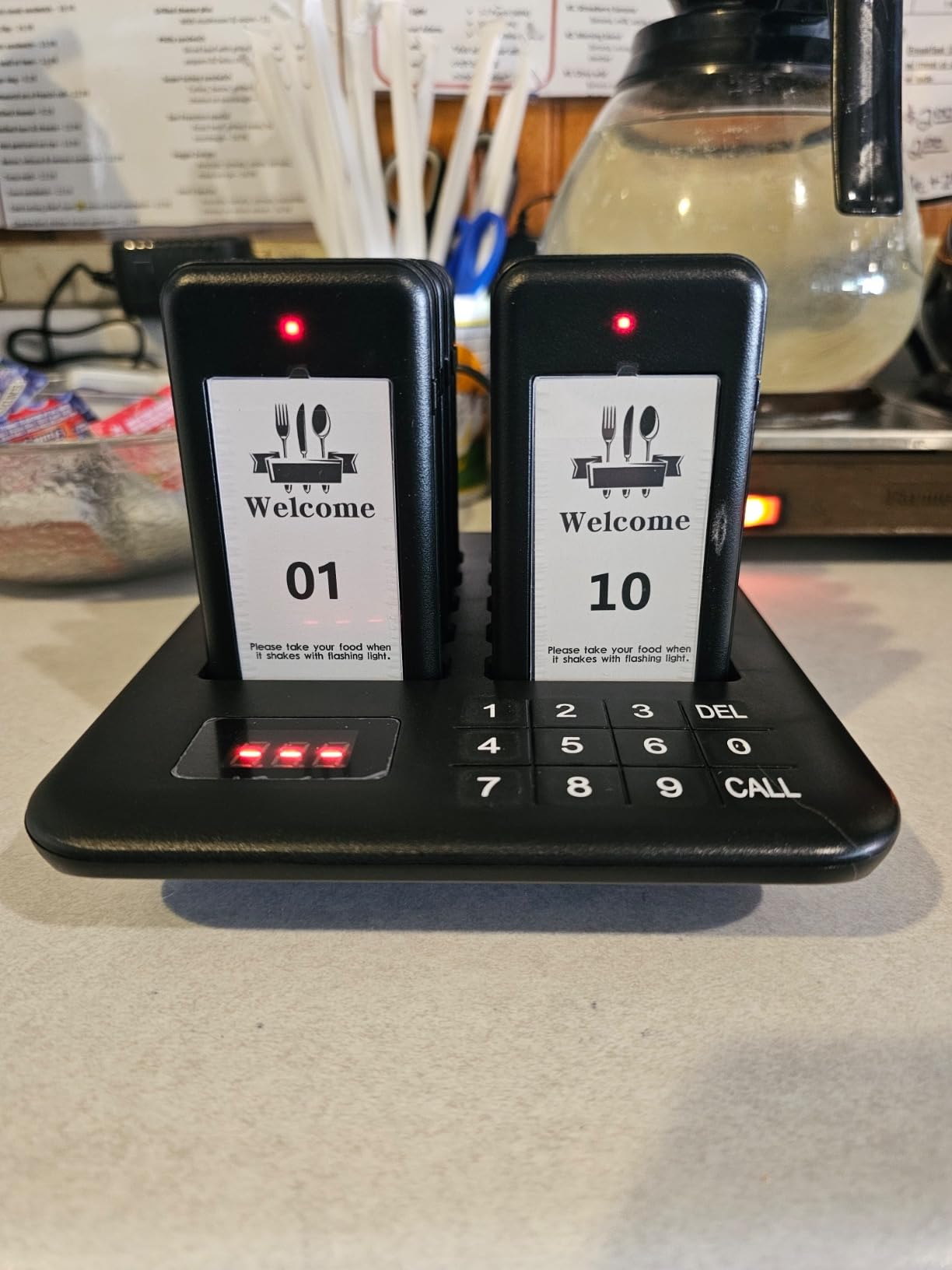 Restaurant Pager System, 10 Wireless Pagers, Touch Keyboard Calling Customers Waiting Beepers with Vibration Flash and Buzzer for Queue in Food Trucks Churches Bar Shop Hotels Eatery customer photo 1