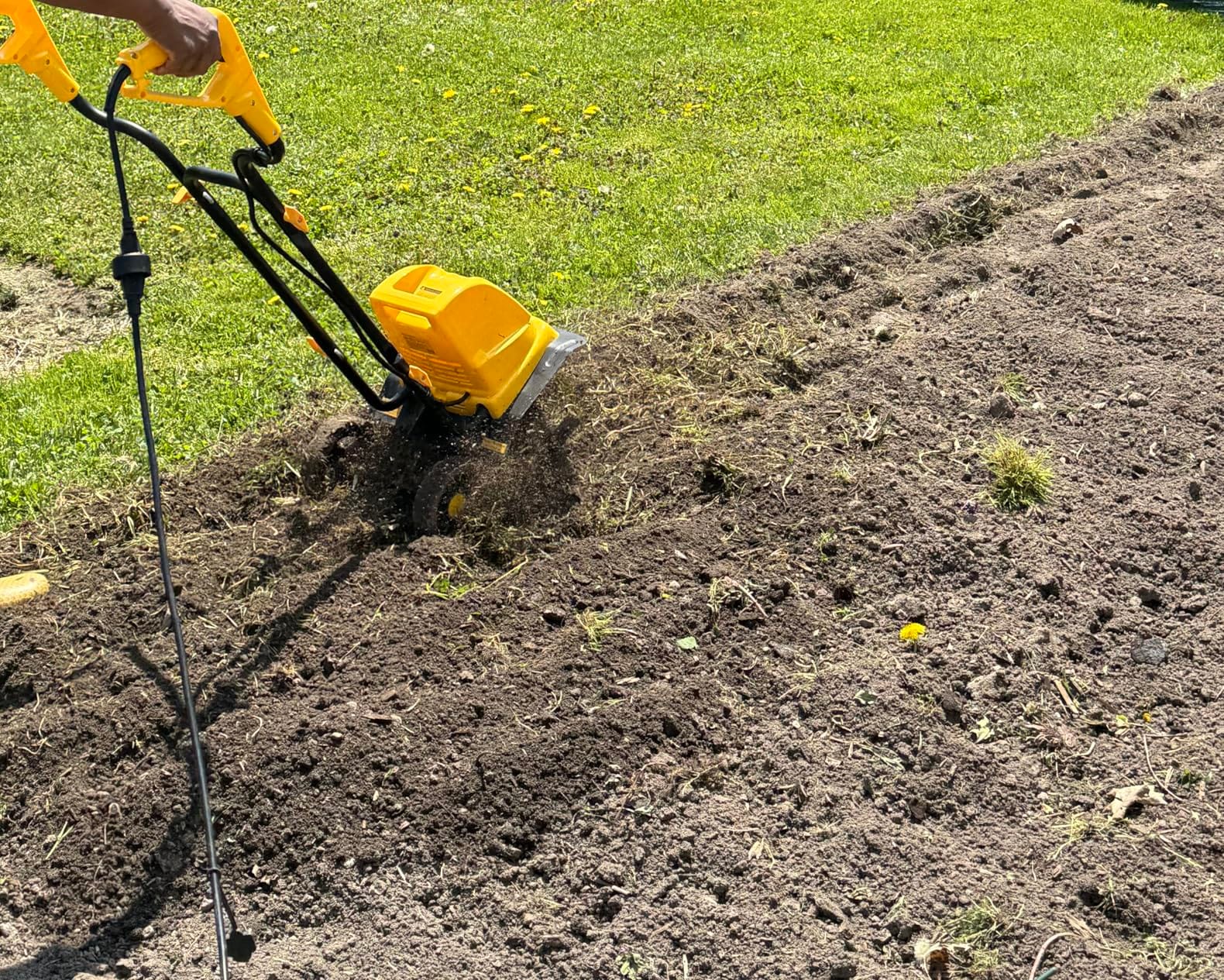 12'' 10.5-AMP Electric Roto Tiller Cultivator for Gardening Corded | Electric front tine tiller lightweight, Metal baffle, Overload protected, Easy to till hard soil, Easy (dis)assemble customer photo 1