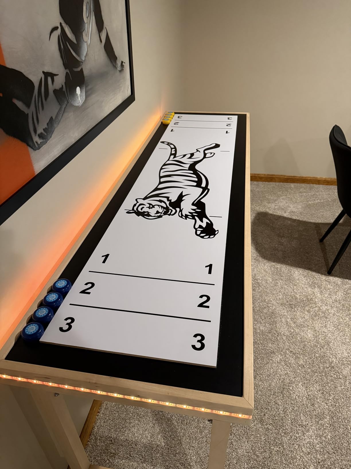 6-Foot Premium Shuffleboard Table w/Folding Legs, Pucks, and Optional LED Lights - Awesome Graphics - Choose Your Model customer photo 1