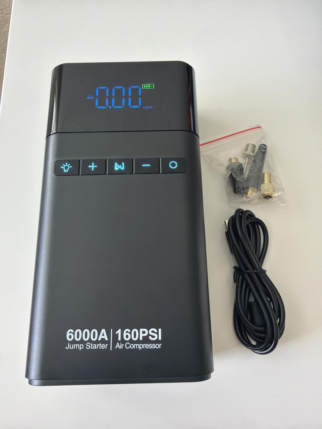 MAIDELI 6000A Portable Car Battery Jump Starter with Air Compressor 160PSI | 99Wh Car Battery Jumper Starter Portable (All Gas 12L Diesel) 12V Jump Box with Jumper Cables, Tire Inflator&Light&Power Bank customer photo 1