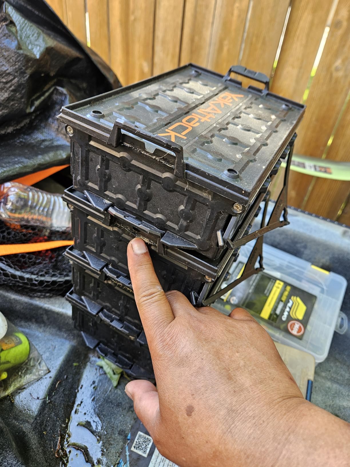 YakAttack TracPak Combo Kit - Battleship Grey | 2 Stackable Storage Boxes + Quick Release Track Base | Fits MightyMount, GearTrac & Kayak Tracks | Space-Saving Fishing Storage | Compact Kayaking Box customer photo 2