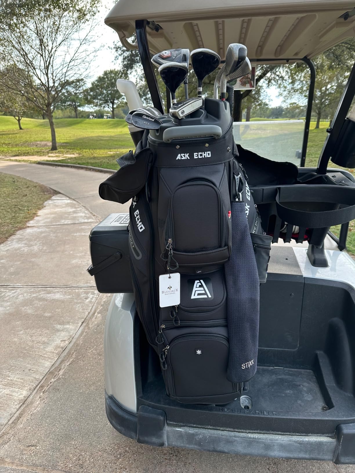 ASK ECHO T-Lock 3.0 Golf Cart Bag, Quiet 14-Way Full-Length Divider | T-Lock reduces club contact and rattle, keeping clubs easy to access. Ample storage and upgraded fabric add durability customer photo 1
