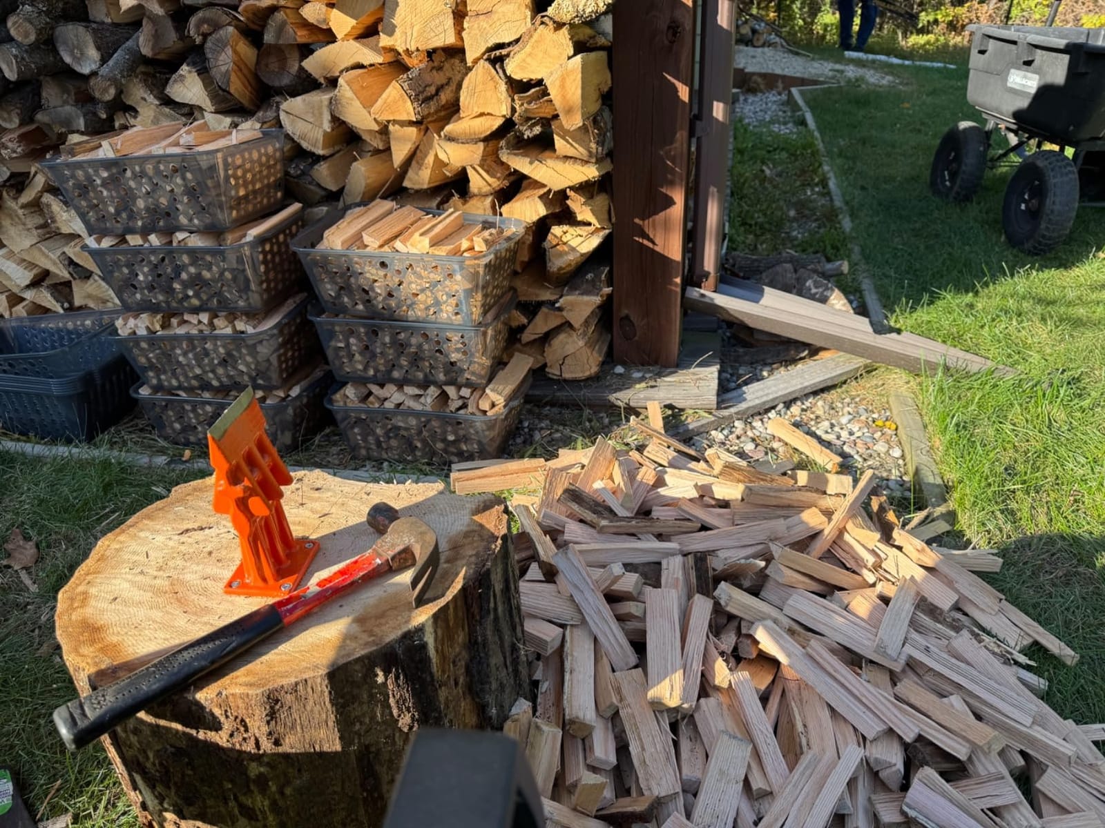 SPEED FORCE Firewood Kindling Log Wood Splitter - No Axe! Wedge Point Splits Firewood, 6 Inch Orange with Safety Cover, Safety Guard Available customer photo 1