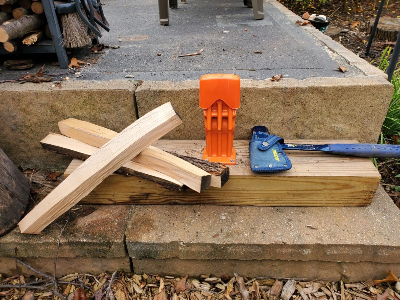 SPEED FORCE Firewood Kindling Log Wood Splitter - No Axe! Wedge Point Splits Firewood, 6 Inch Orange with Safety Cover, Safety Guard Available customer photo 2