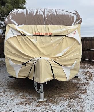 Umbrauto Travel Trailer RV Cover 24' ~ 27' - Upgraded 9-Layers Top Camper Cover, Waterproof & Windproof Heavy Duty Toy Hauler RV Cover for Winter Snow with Tongue Jack Cover, Gutter Covers customer photo 1