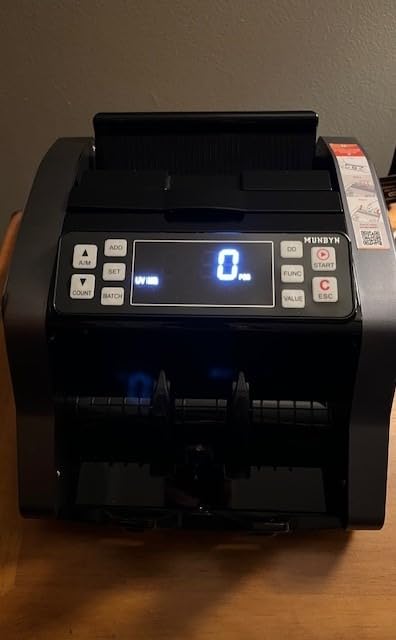 MUNBYN IMC20 Money Counter Machine with Value Count, UV/MG/IR/MT Counterfeit Detection for Dollar/Euro Bill Counter, Add/Batch/Value Mode Cash Counter, LED External Display, 2 Years Warranty, Grey customer photo 1