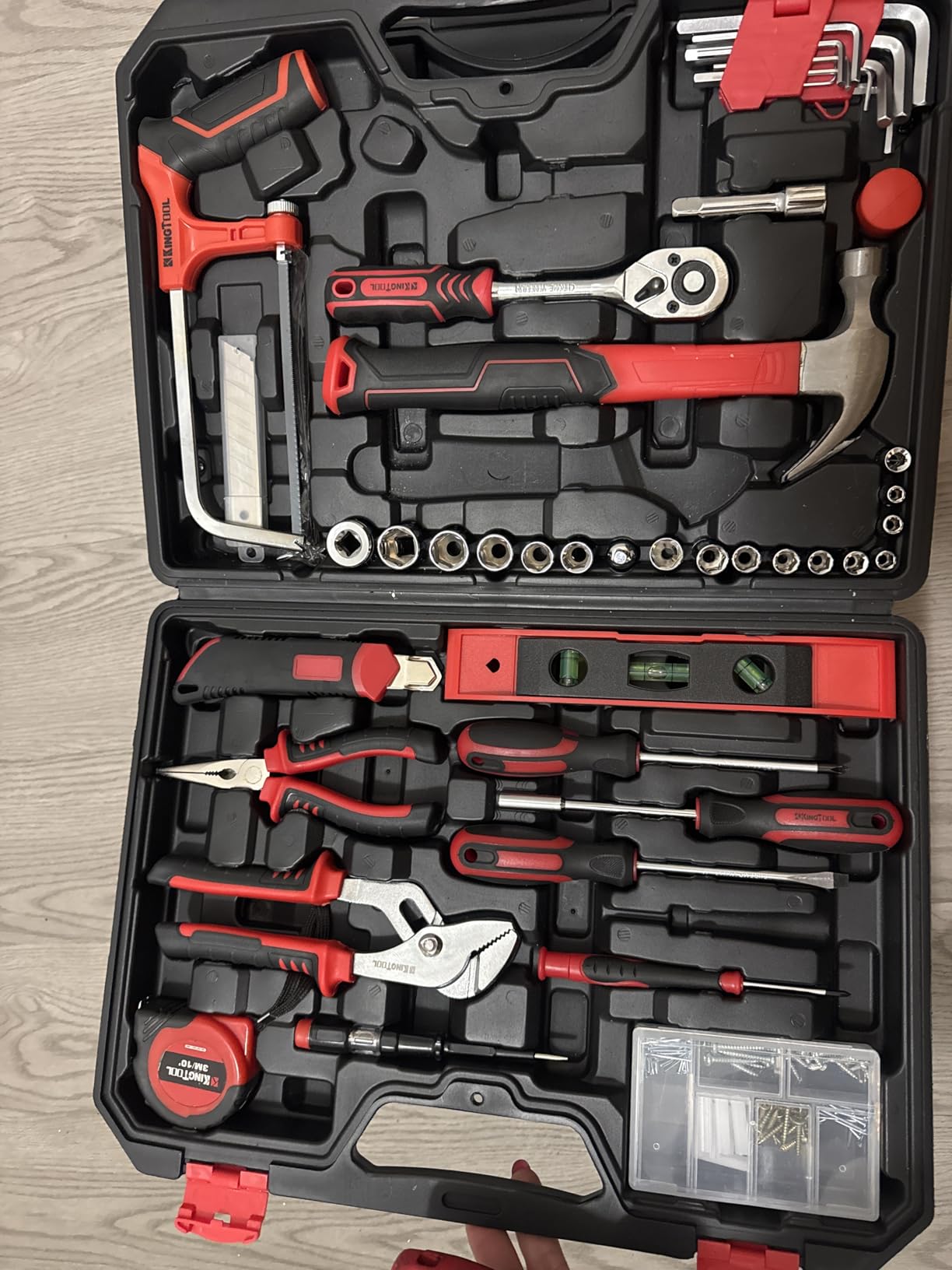 KingTool 276-Piece Tool Set Kit with 12V Cordless Power Drill (Red Black) | Professional tool kit with storage case for homeowners, DIY and handymen; ideal for home repairs, assembly and maintenance. customer photo 1