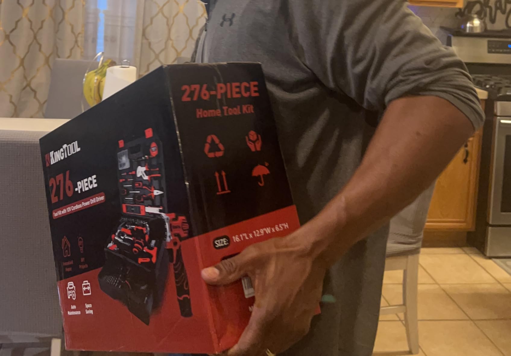 KingTool 276-Piece Tool Set Kit with 12V Cordless Power Drill (Red Black) | Professional tool kit with storage case for homeowners, DIY and handymen; ideal for home repairs, assembly and maintenance. customer photo 2