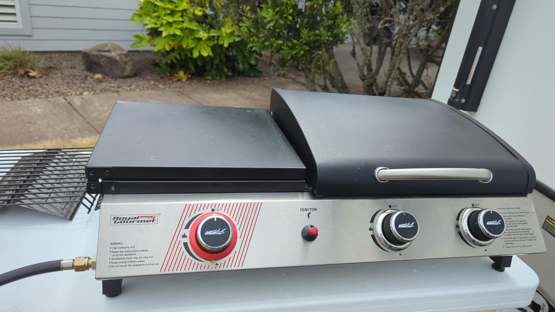 Royal Gourmet PD1305H 3-Burner Propane Gas Grill, Griddle Combo with Lid | 3-in-1 Grill Griddle Combo | 29,000 BTUs Output, 364 Sq. In. Cooking Area | for Outdoor Cooking, Silver & Black customer photo 2