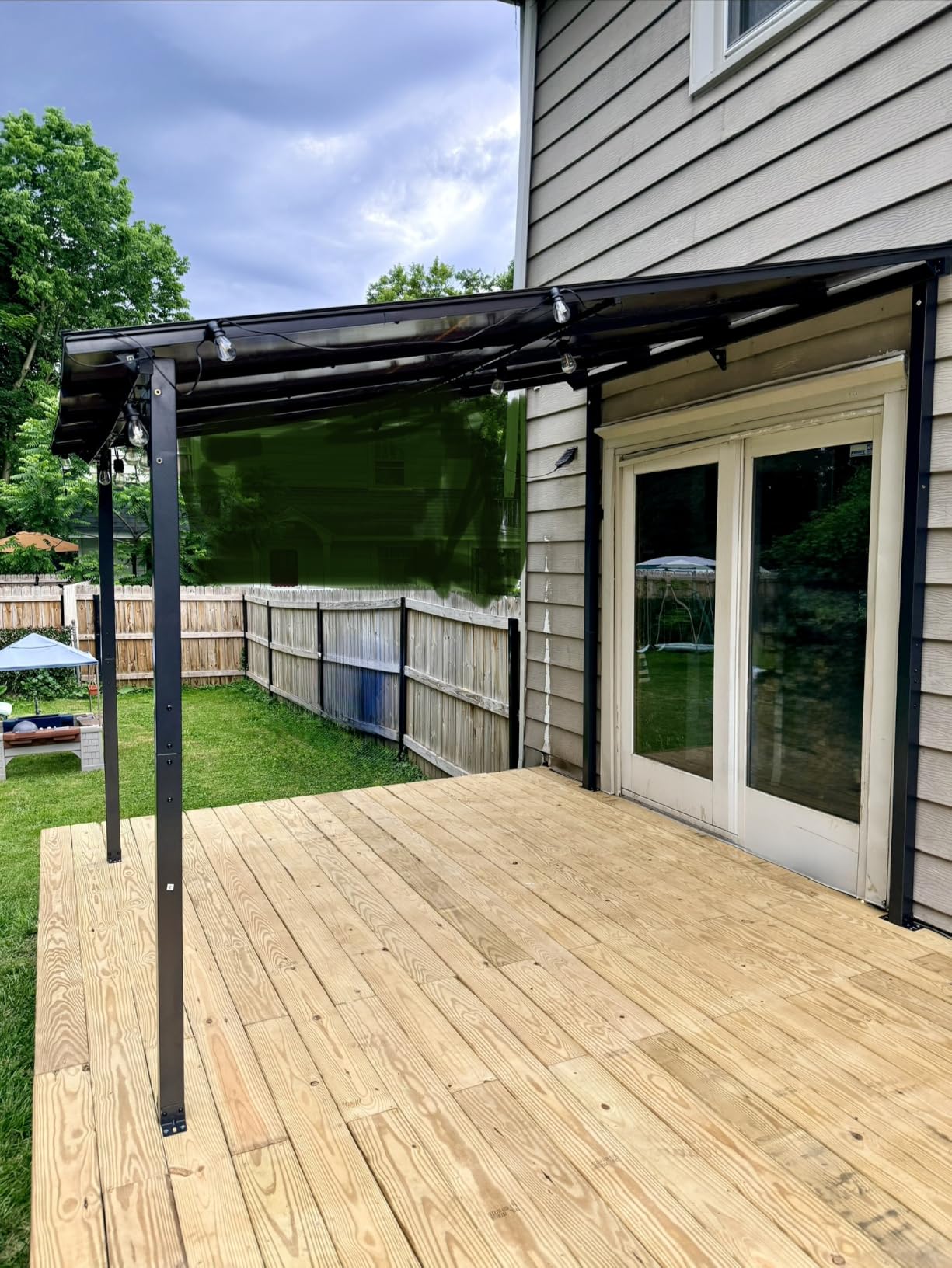 Aoxun 12'x10' Gazebo for Patio, Gazebo Pergola with Sloped Roof, Black | Heavy Duty Aluminum Frame Lean to Gazebo, Wall Mounted Gazebos Pergola on Clearance, Awnings for Patio, Decks, Backyard customer photo 2