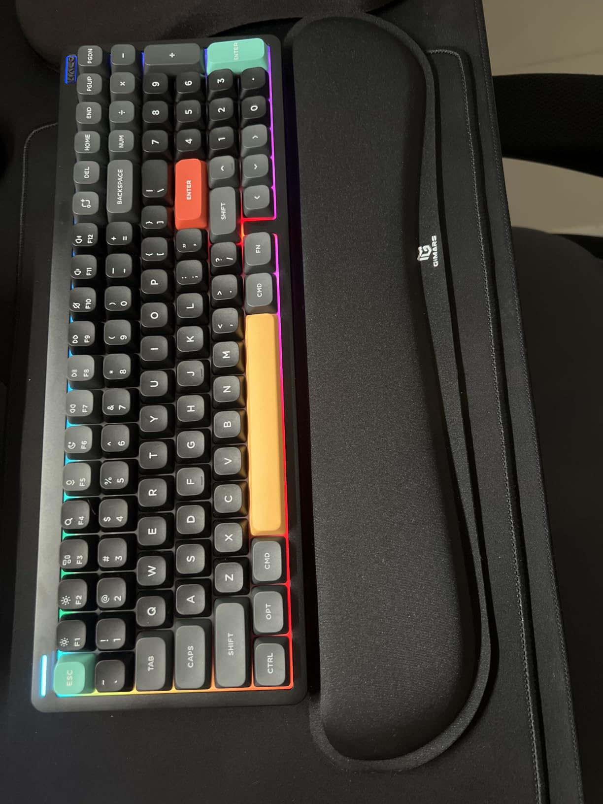 NuPhy Halo96 V2 Wireless Mechanical Gaming Keyboard, Gasket Structure, 96% Hot Swappable, 99 Keys RGB Backlit, Bluetooth/USB-C/2.4GHz, Raspberry Switches (46gf), Green customer photo 1