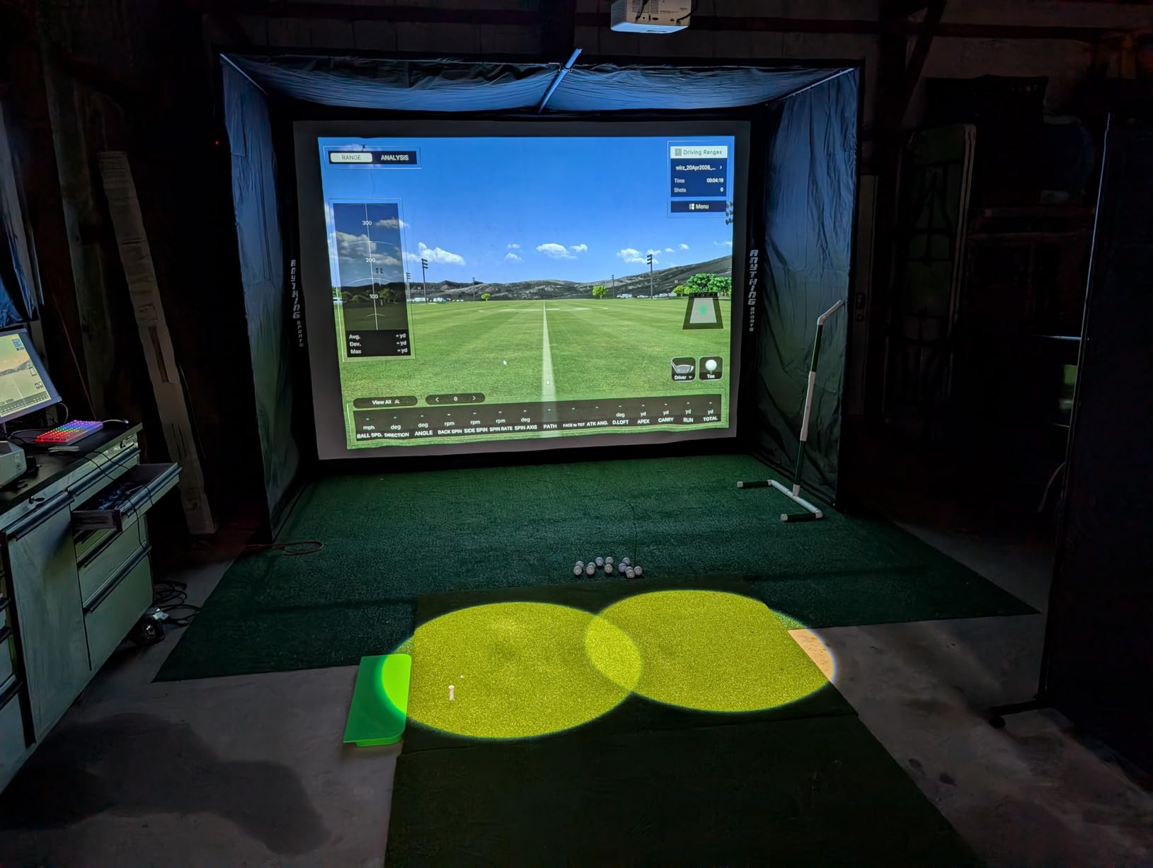 Complete Golf Simulator Enclosure Package - 4K-Ready Impact Screen with Blackout Cage, Projector Mount, Frame Poles, Side Shank Nets customer photo 1