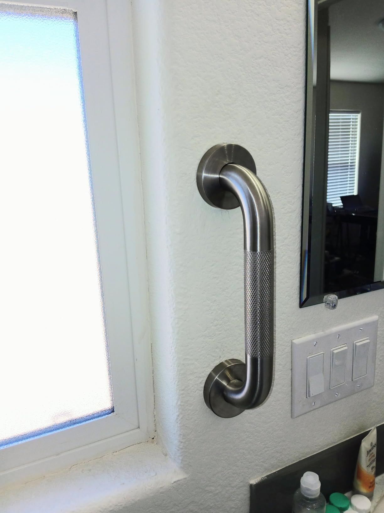 Grab Bars for Shower 12 Inch Bathroom Safety Bars for Seniors | 1.25'' Diameter; Heavy Duty 304 Stainless Steel; Non-Slip Knurled Grip; Brushed Nickel Metal; Wall Mounted; 500lbs Capacity customer photo 2