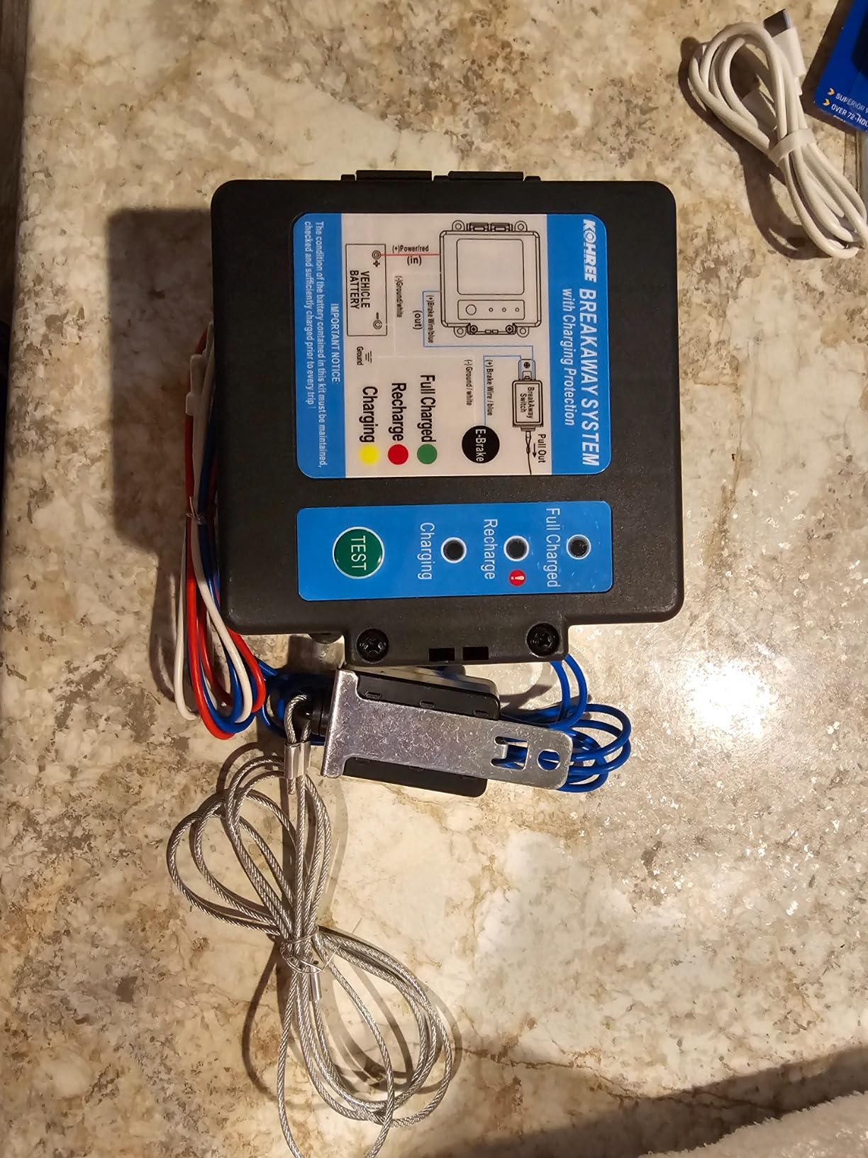 Kohree Trailer Brake Breakaway Kit | With Charger, Built-in 12V 5AH Battery, Side-Mount Break-Away Controller System, Coiled Cable, Secure for Trailer Caravan customer photo 1