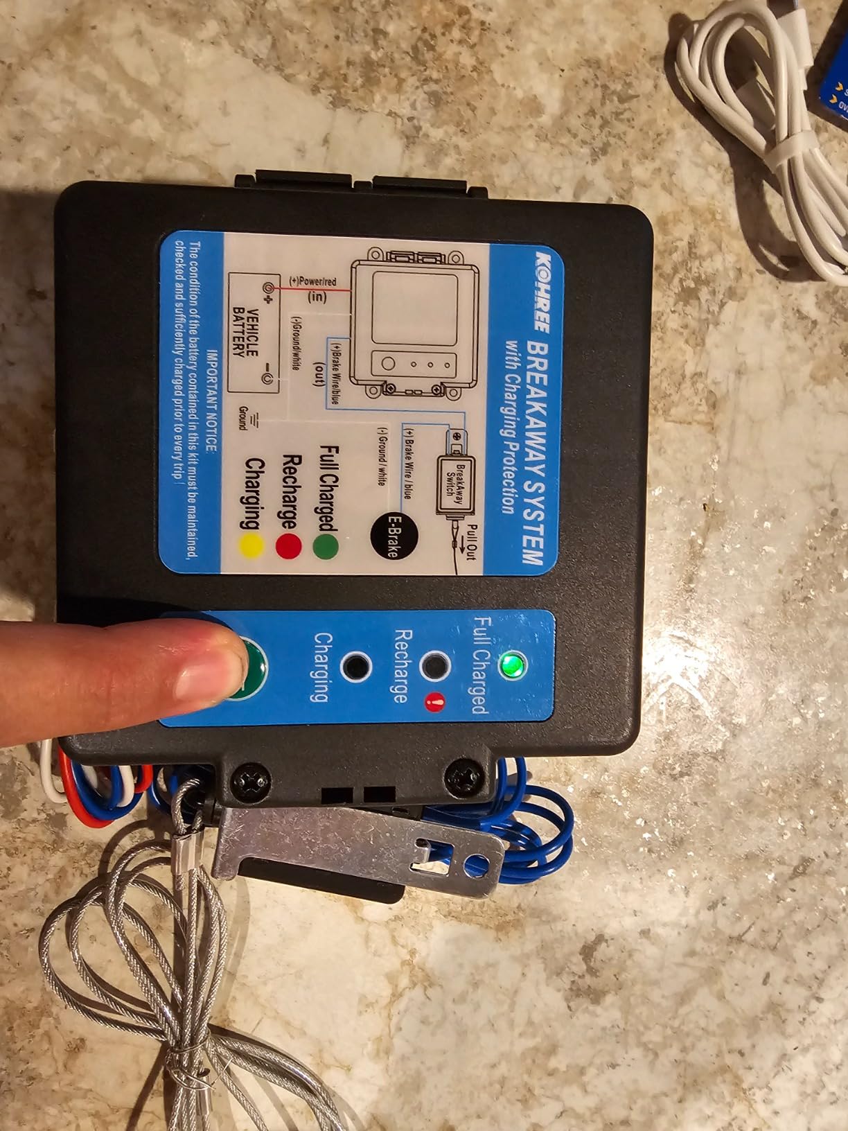 Kohree Trailer Brake Breakaway Kit | With Charger, Built-in 12V 5AH Battery, Side-Mount Break-Away Controller System, Coiled Cable, Secure for Trailer Caravan customer photo 2
