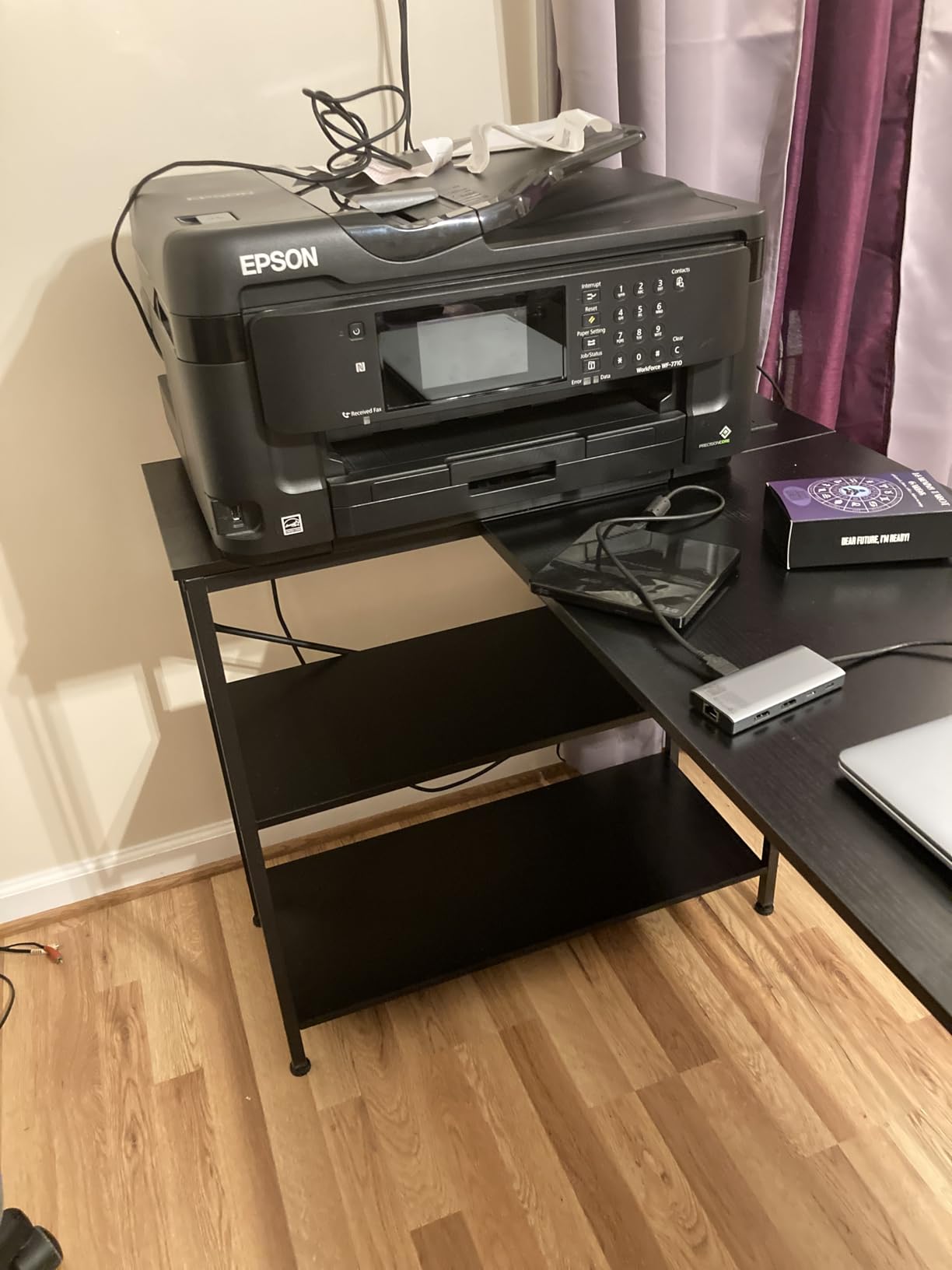 Huuger L Shaped Office Desk with Power Outlets & 3 Drawers | 47 Inch Computer Desk with Shelves, for Gaming, Corner Work, Home Office, Study, Rustic Brown customer photo 1